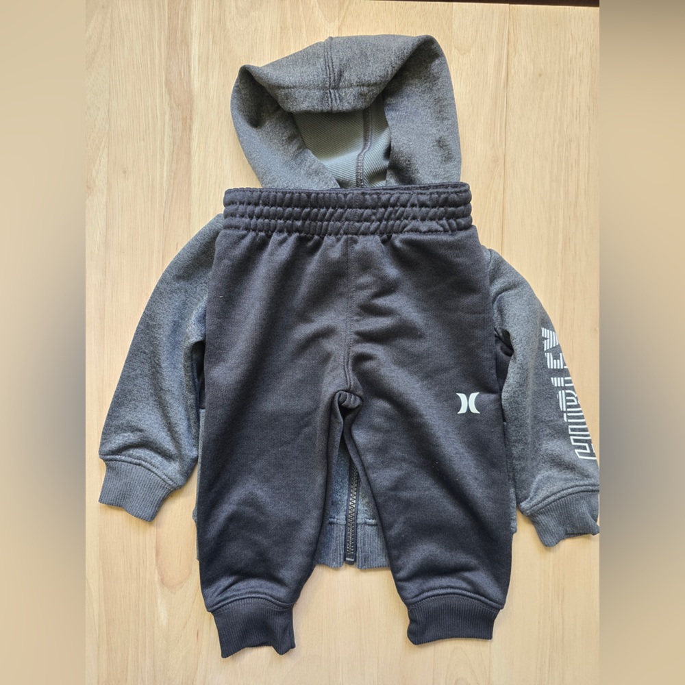12 month baby Hurley sweat set sweatpants sweatshirt gray